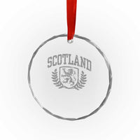 Scotland Lion Rampant Distressed Crest Crystal Glass Ornament Scottish Heritage Monochrome Laurel Wreath Vintage Graphic