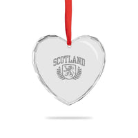 Scotland Lion Rampant Distressed Crest Heart Crystal Glass Ornament Scottish Heritage Monochrome Laurel Wreath Vintage Graphic