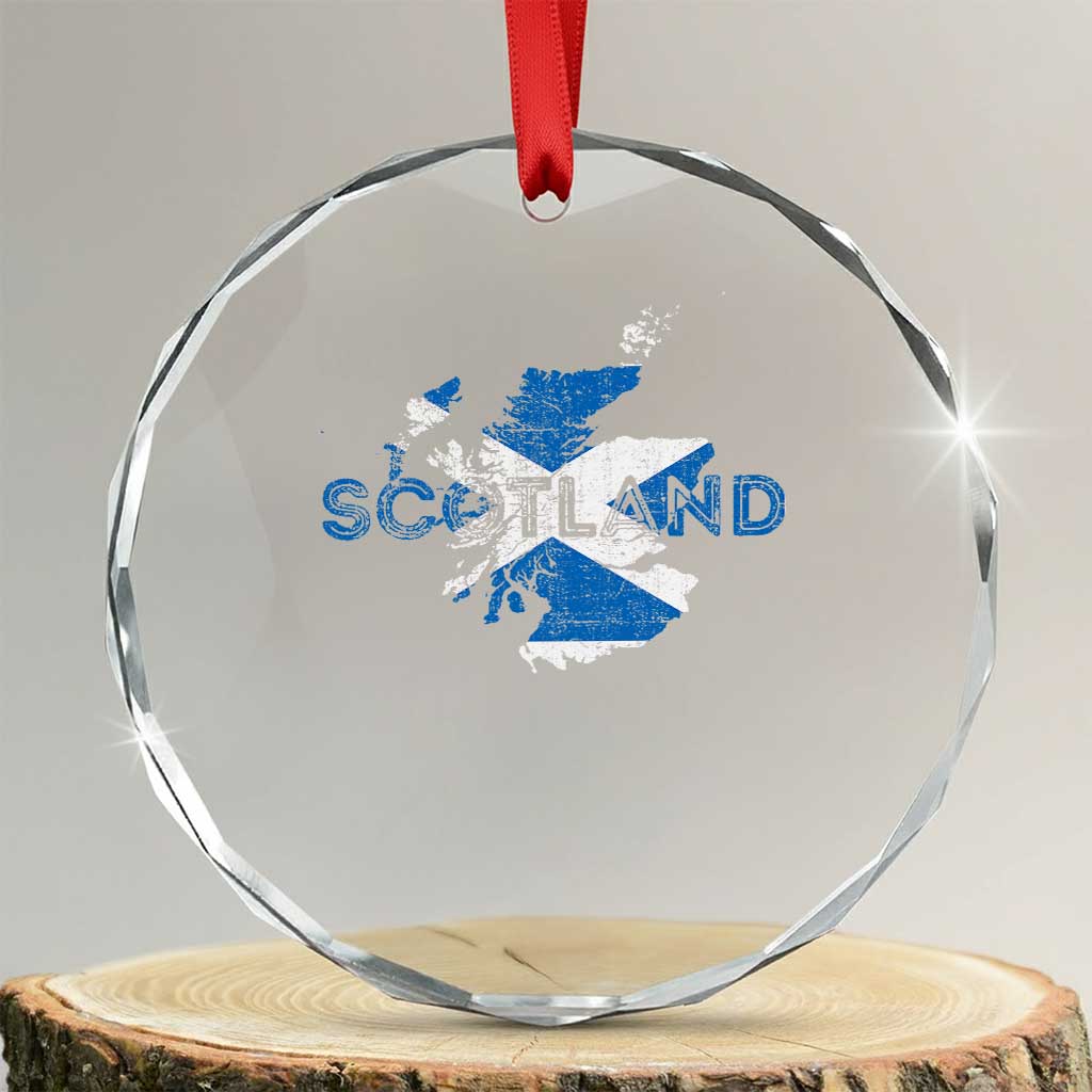 Scotland Map Saltire Flag Scottish Heritage Crystal Glass Ornament Vintage Country Pride