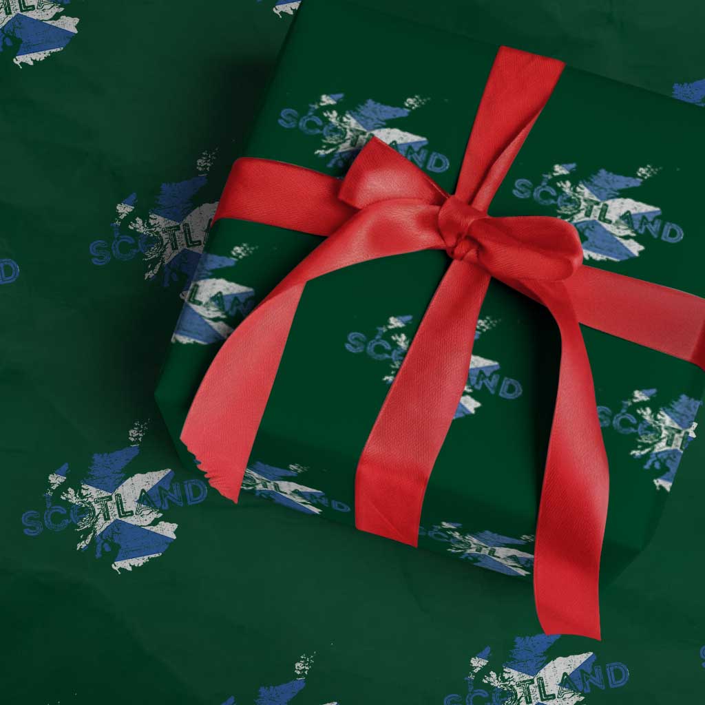 Scotland Map Saltire Flag Scottish Heritage Wrapping Paper Roll Vintage Country Pride