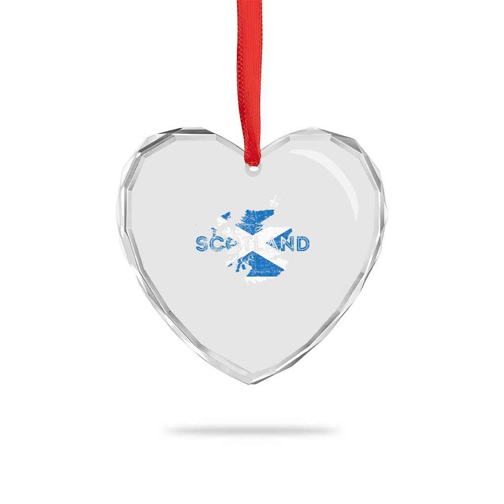 Scotland Map Saltire Flag Scottish Heritage Heart Crystal Glass Ornament Vintage Country Pride