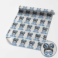 Scotland Messy Bun Hair Saltire Flag Ribbon Bow Wrapping Paper Roll Scottish Pride for Girls Women