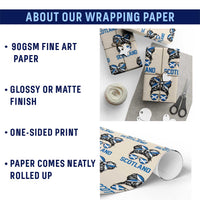 Scotland Messy Bun Hair Saltire Flag Ribbon Bow Wrapping Paper Roll Scottish Pride for Girls Women