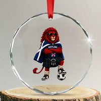 Scotland Rampant Lion Soccer Fan Crystal Glass Ornament Scottish Pride Red Lion in Kilt with Sunglasses Football