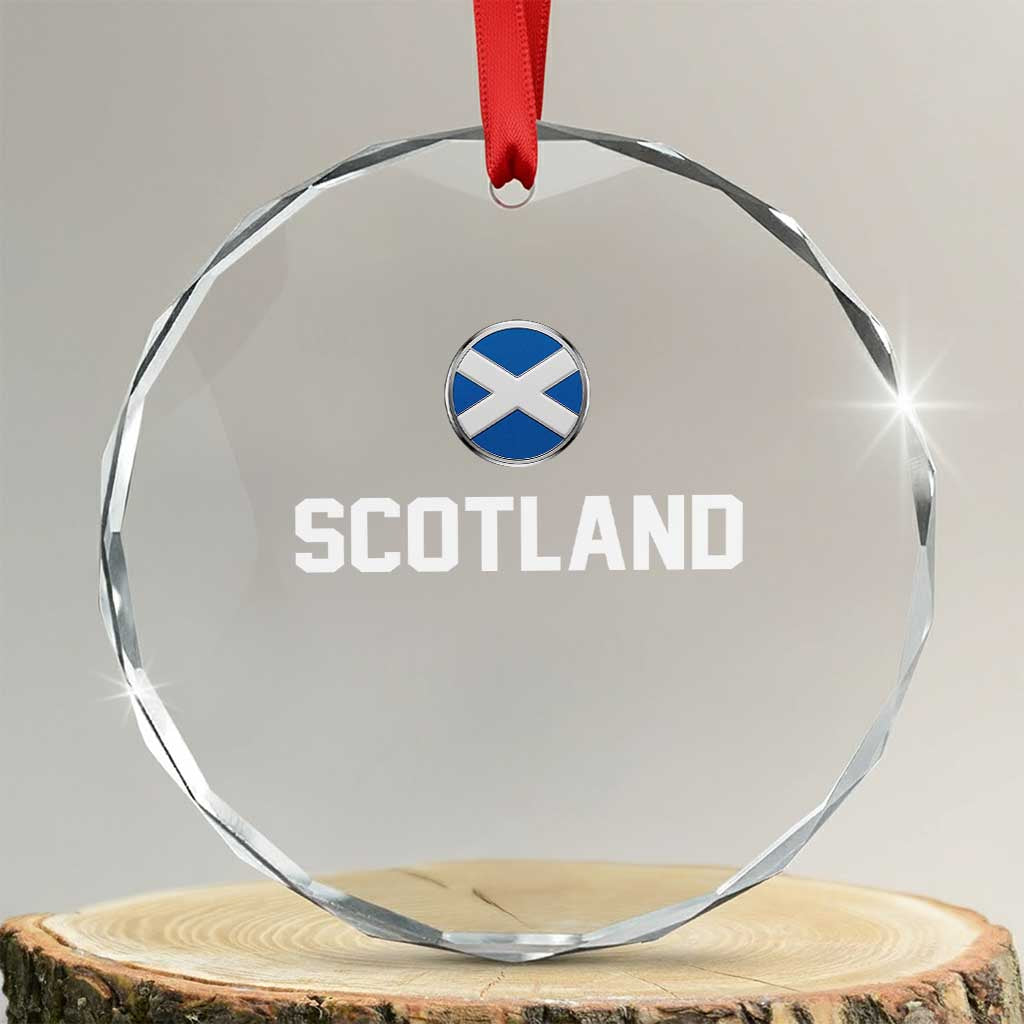 Scotland Round Saltire Flag Emblem Crystal Glass Ornament Classic Varsity Typography Sports Fans
