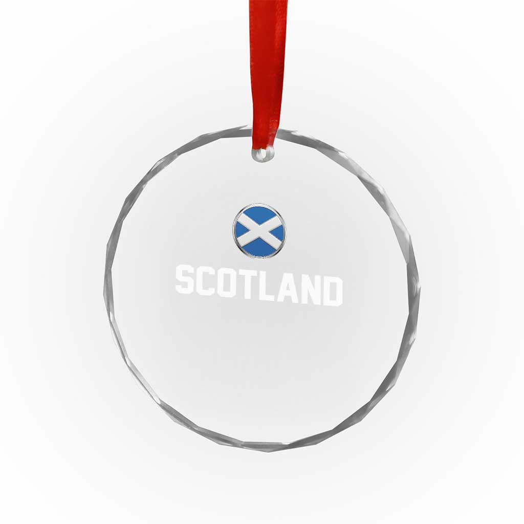 Scotland Round Saltire Flag Emblem Crystal Glass Ornament Classic Varsity Typography Sports Fans