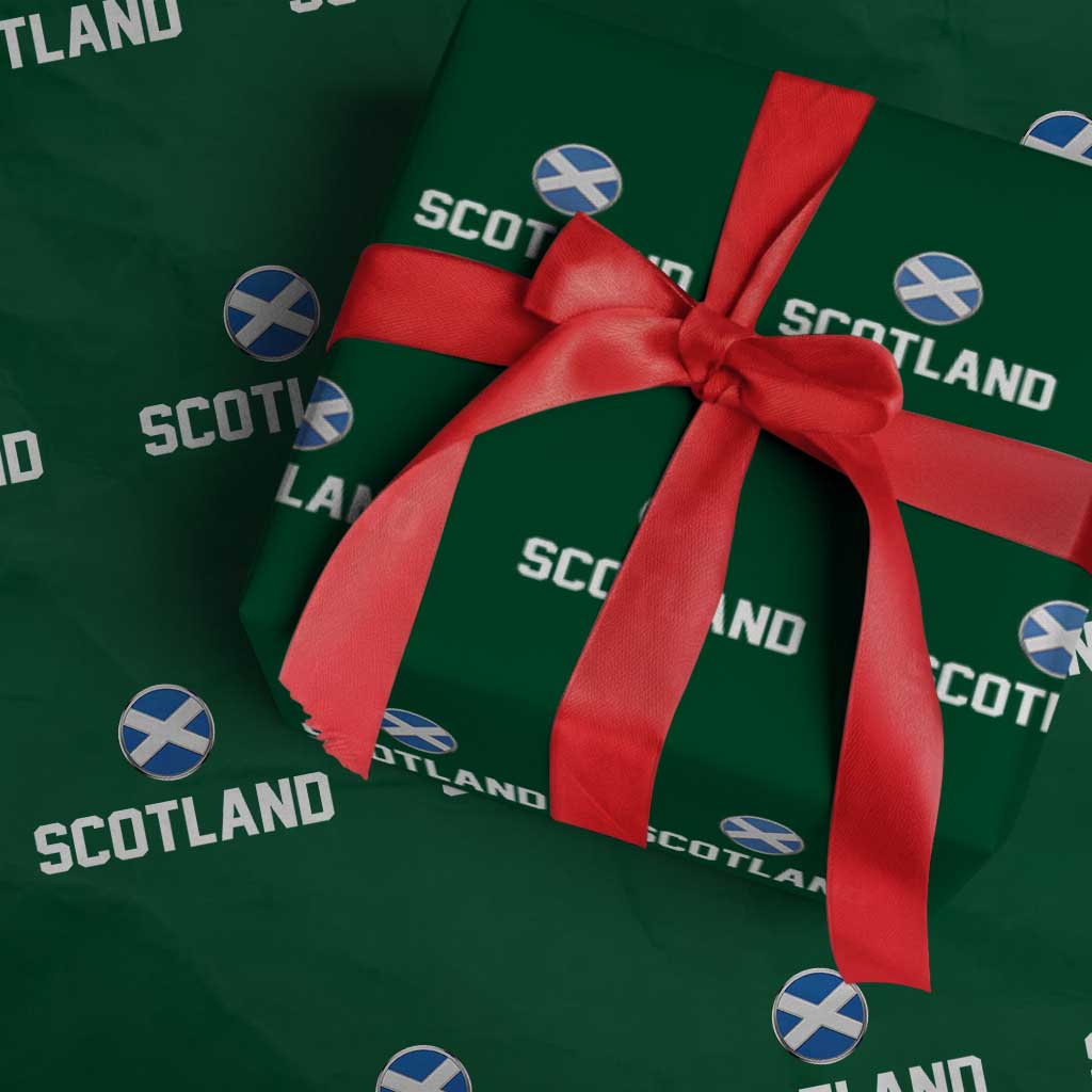 Scotland Round Saltire Flag Emblem Wrapping Paper Roll Classic Varsity Typography Sports Fans