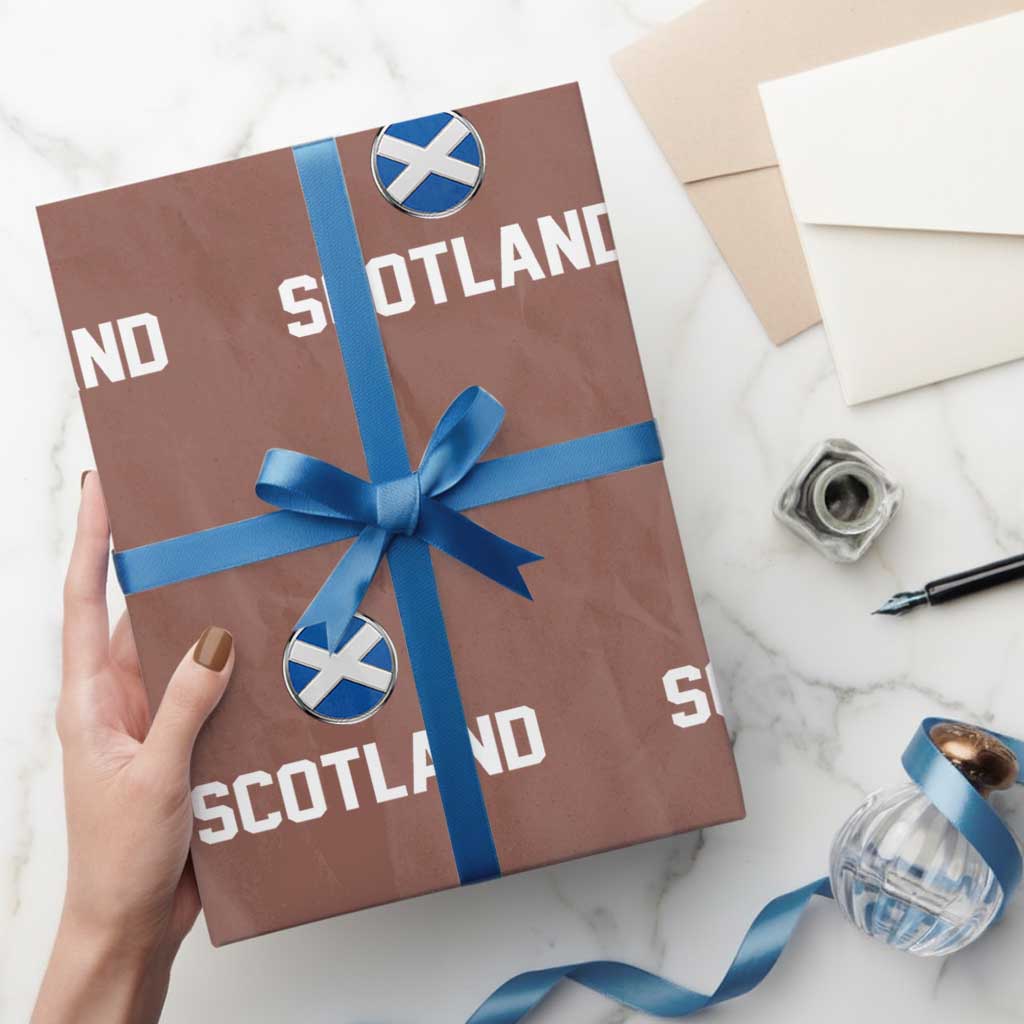 Scotland Round Saltire Flag Emblem Wrapping Paper Roll Classic Varsity Typography Sports Fans