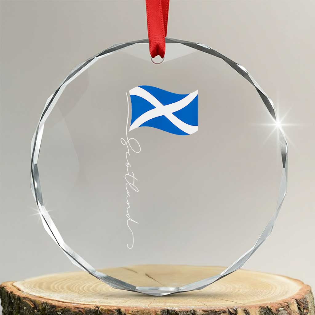 Scotland Saltire Waving Flag Crystal Glass Ornament Minimalist Scottish Heritage Pride