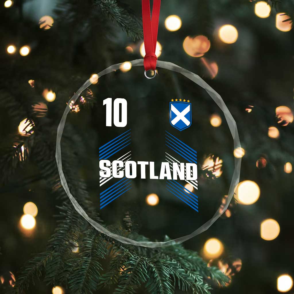 Scotland Soccer Sports Graphic Number 10 Jersey Style Crystal Glass Ornament Proud Scottish Football Fans Game Day Pride