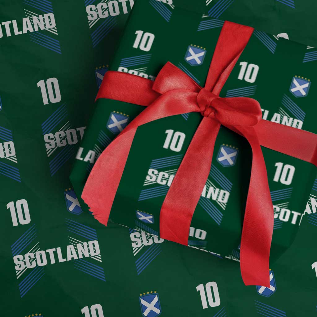 Scotland Soccer Sports Graphic Number 10 Jersey Style Wrapping Paper Roll Proud Scottish Football Fans Game Day Pride