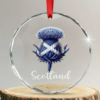 Scotland Thistle Floral Emblem Saltire Flag Crystal Glass Ornament Patriotic Scottish Heritage