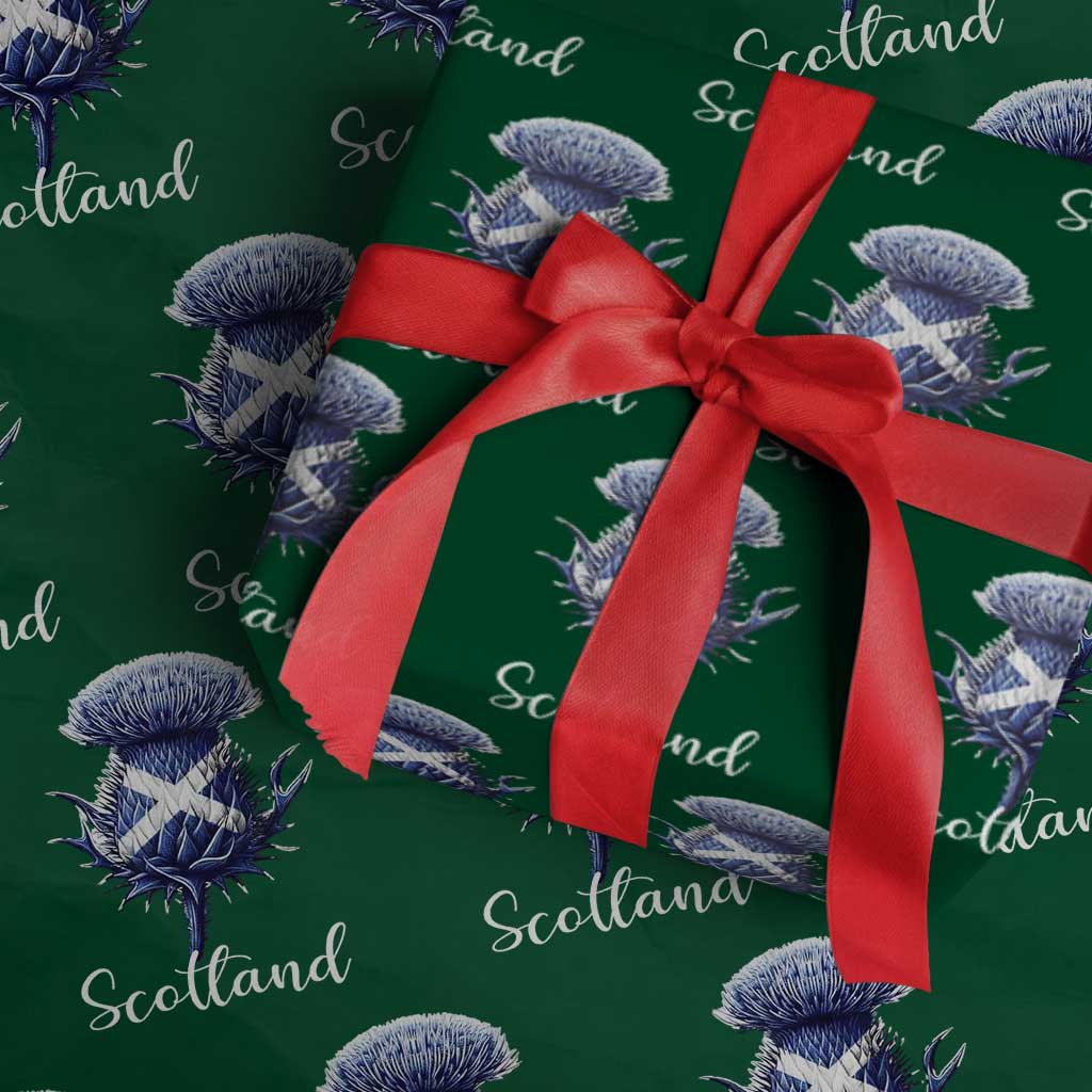 Scotland Thistle Floral Emblem Saltire Flag Wrapping Paper Roll Patriotic Scottish Heritage
