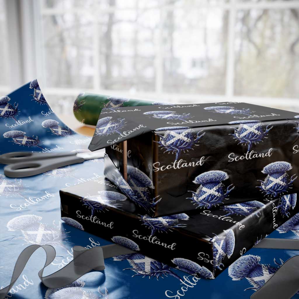 Scotland Thistle Floral Emblem Saltire Flag Wrapping Paper Roll Patriotic Scottish Heritage