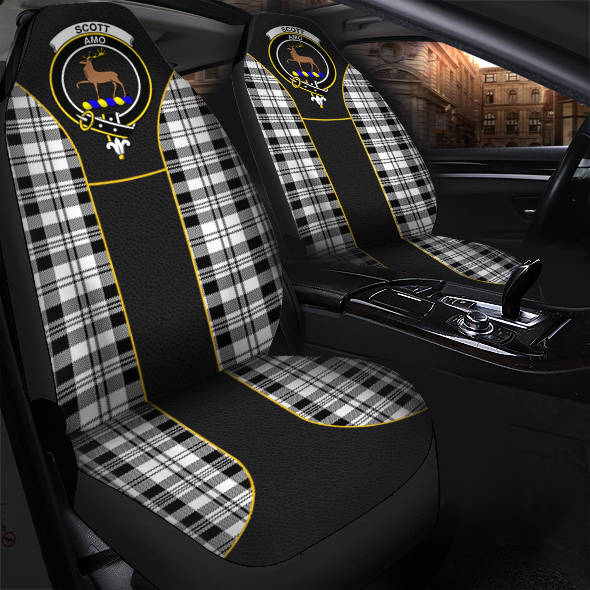 scottish-scott-black-white-tartan-crest-car-seat-cover-special-style