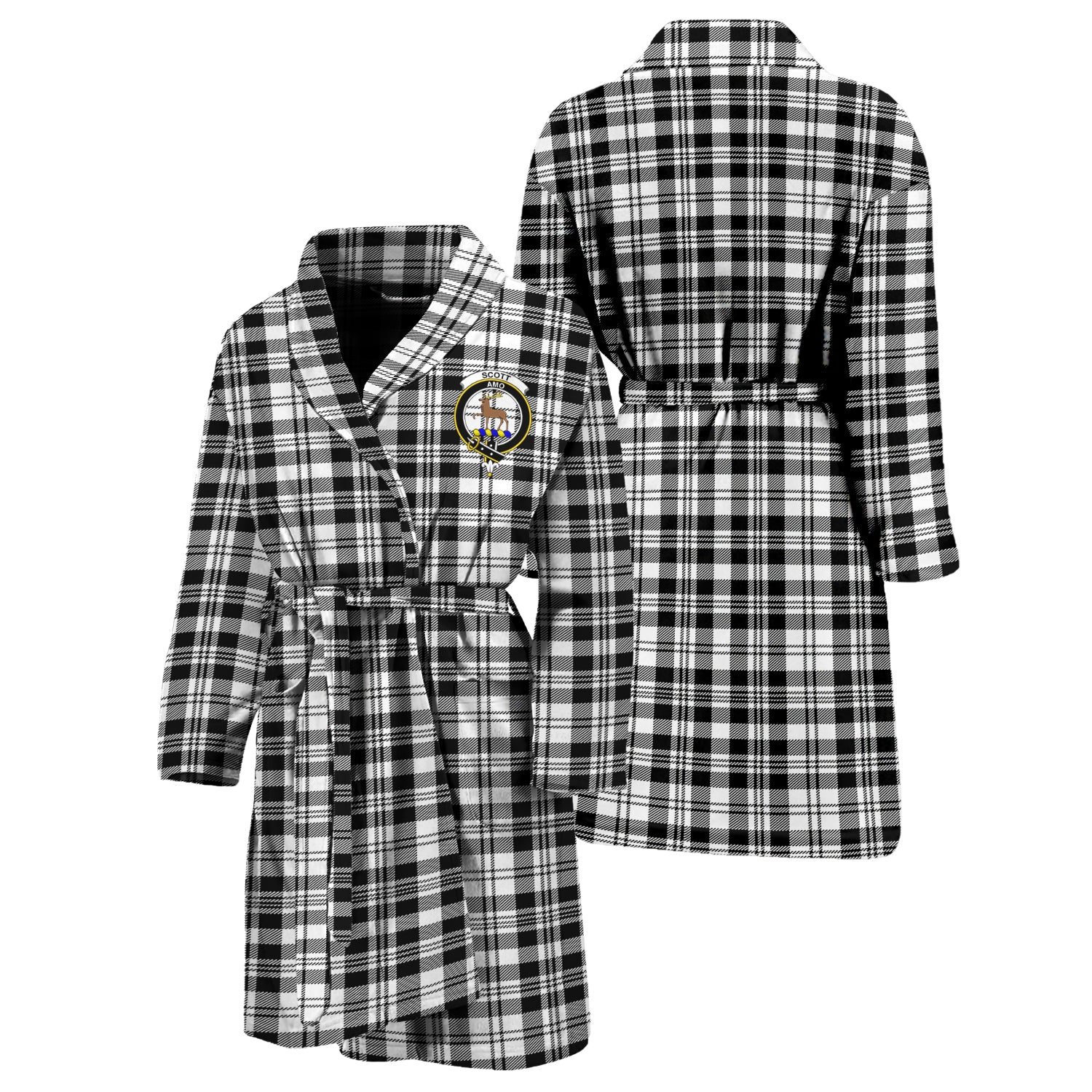 scott-black-white-family-crest-tartan-bathrobe-tartan-robe-for-men-and-women