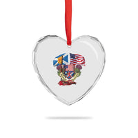 Scottish American Heritage Month Heart Crystal Glass Ornament Bagpipe Vintage Scottish American Flag Thistle - Wonder Print Shop