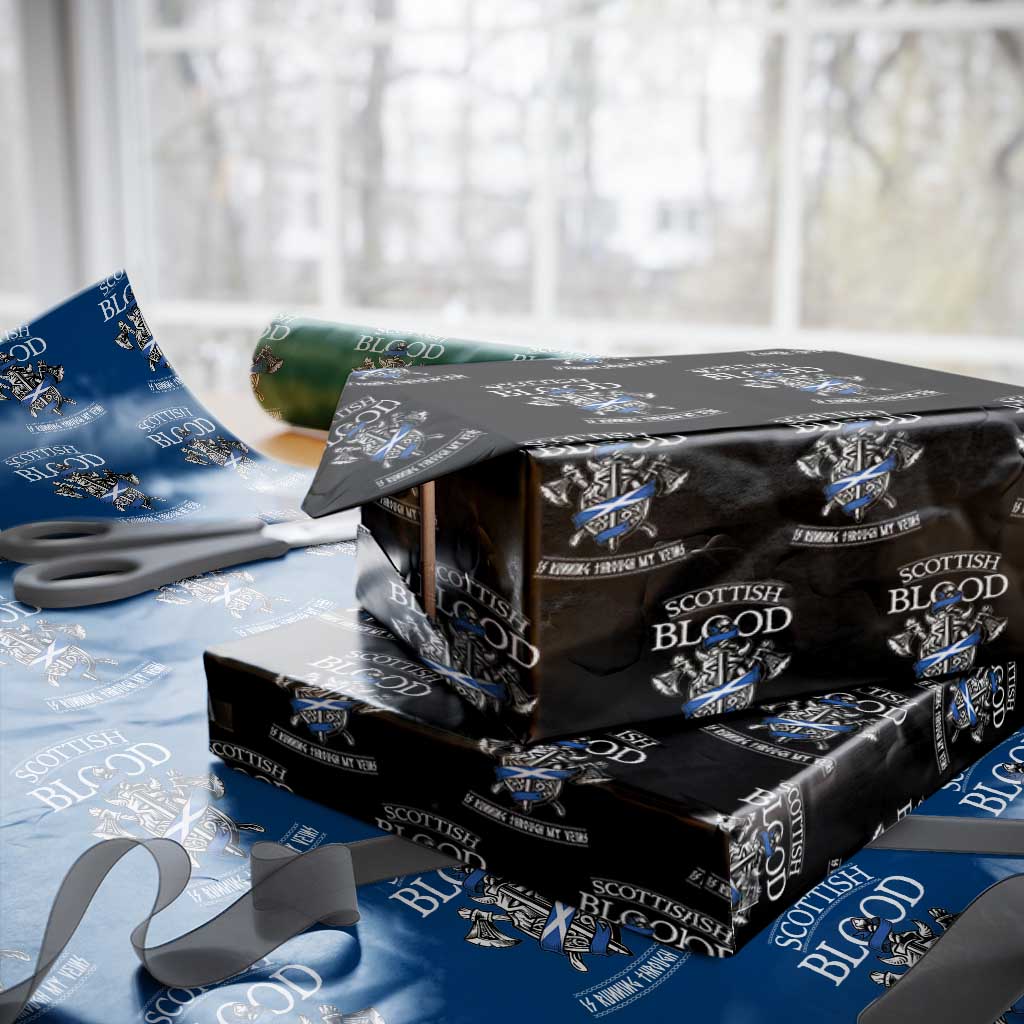 Scottish Blood Running Through My Veins Wrapping Paper Roll Viking Axe and Sword Heritage - Wonder Print Shop