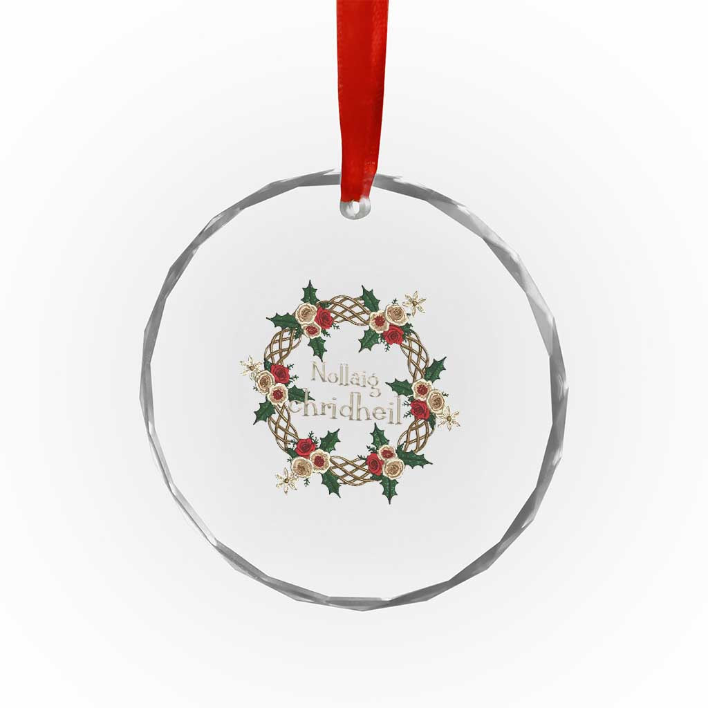Scottish Celtic Xmas Nollaig Chridheil Crystal Glass Ornament Xmas Wreath TS11