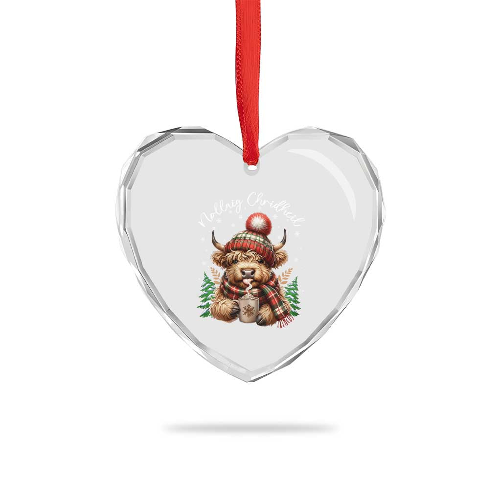 Scottish Christmas Heart Crystal Glass Ornament Nollaig Chridheil Gaelic Xmas Higland Cow - Wonder Print Shop