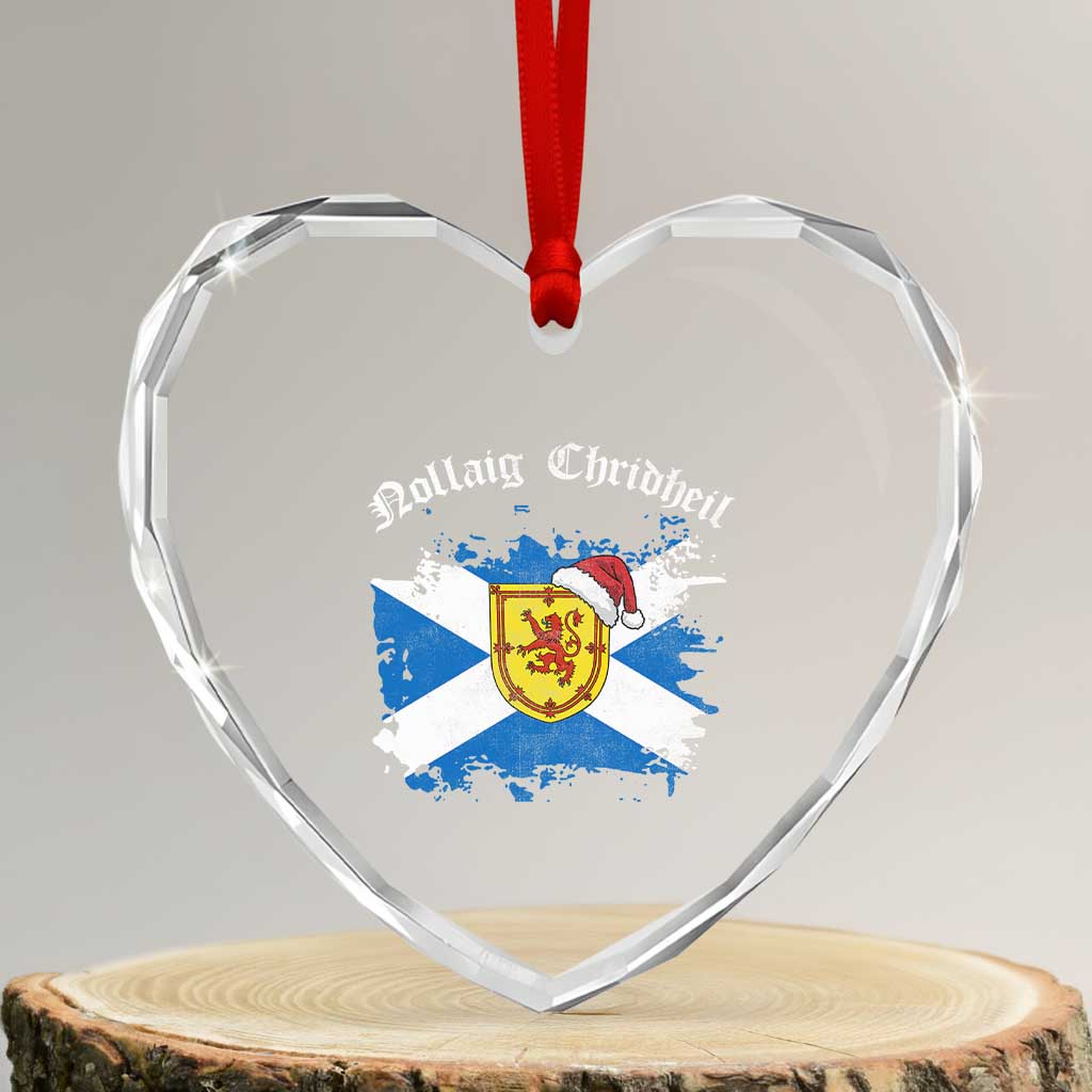 Scottish Christmas Heart Crystal Glass Ornament Nollaig Chridheil Gaelic Xmas Scotland Lion Rampant - Wonder Print Shop