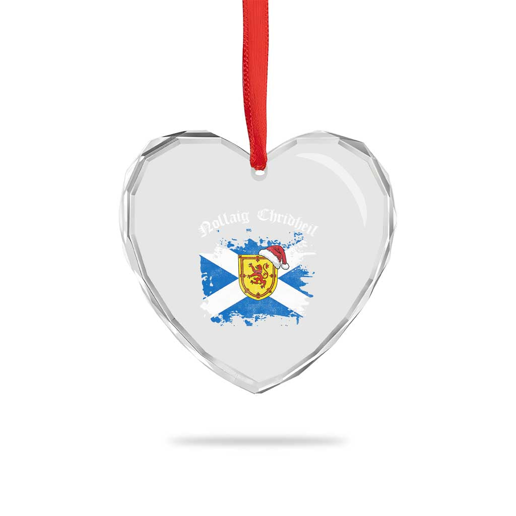 Scottish Christmas Heart Crystal Glass Ornament Nollaig Chridheil Gaelic Xmas Scotland Lion Rampant - Wonder Print Shop