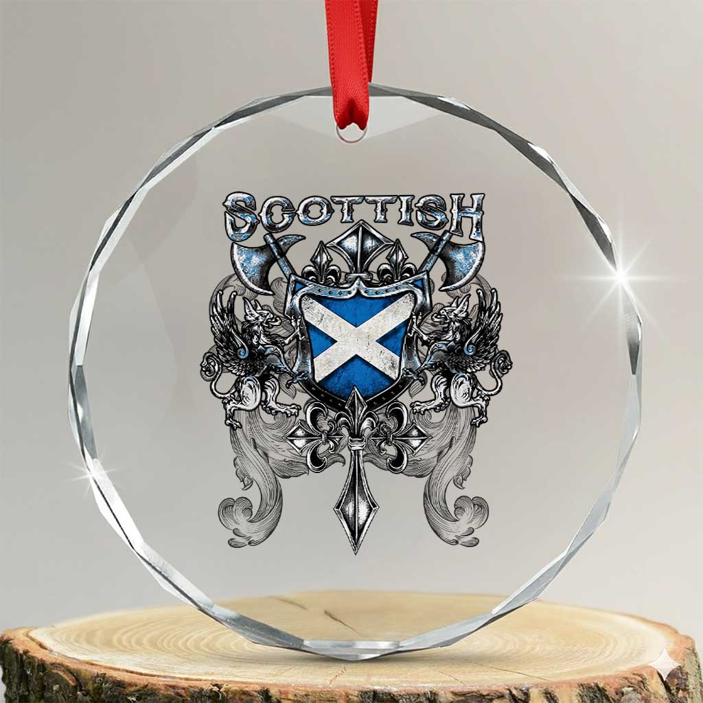 Scottish Heritage Crest Gothic Crystal Glass Ornament Medieval Flag and Sword Celtic Pride - Wonder Print Shop