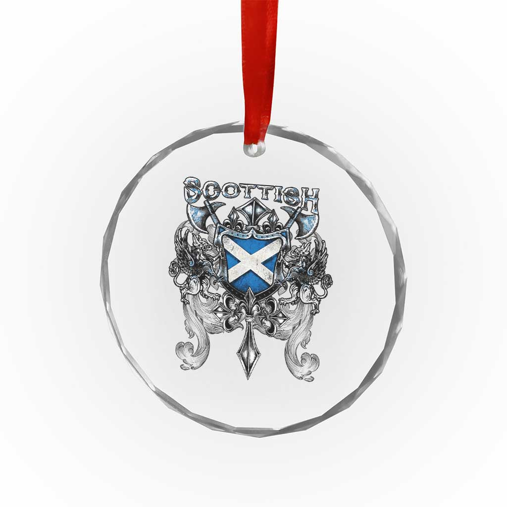 Scottish Heritage Crest Gothic Crystal Glass Ornament Medieval Flag and Sword Celtic Pride - Wonder Print Shop
