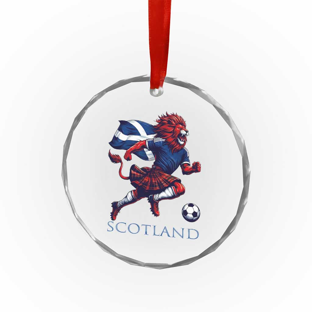 Scottish Lion Football Crystal Glass Ornament Brave Lion in Kilt with Flag Cape Pride - Wonder Print Shop