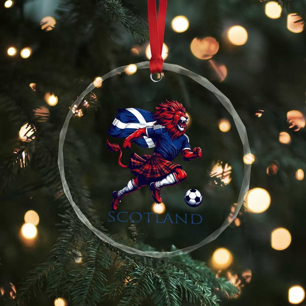 Scottish Lion Football Crystal Glass Ornament Brave Lion in Kilt with Flag Cape Pride - Wonder Print Shop