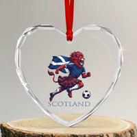 Scottish Lion Football Heart Crystal Glass Ornament Brave Lion in Kilt with Flag Cape Pride - Wonder Print Shop
