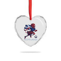 Scottish Lion Football Heart Crystal Glass Ornament Brave Lion in Kilt with Flag Cape Pride - Wonder Print Shop