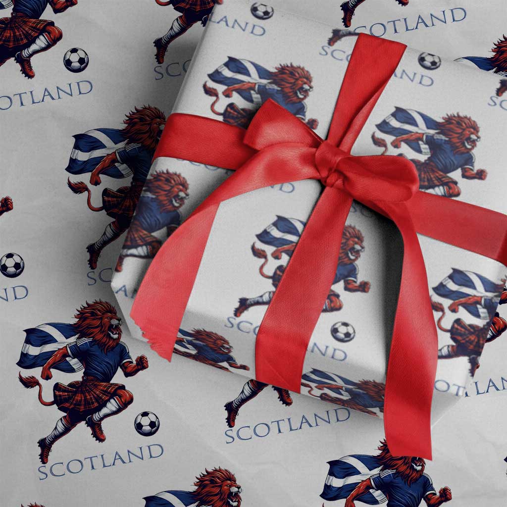 Scottish Lion Football Wrapping Paper Roll Brave Lion in Kilt with Flag Cape Pride - Wonder Print Shop