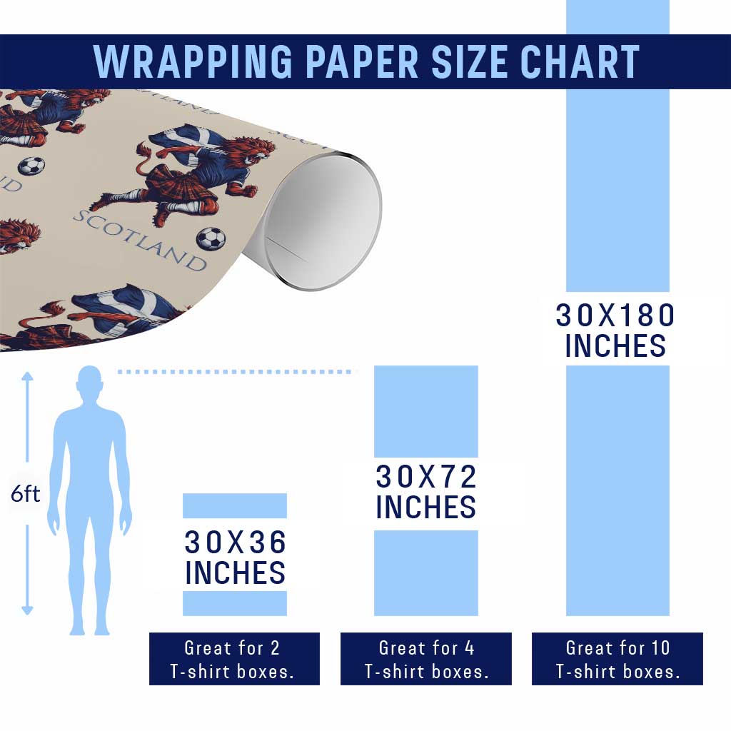 Scottish Lion Football Wrapping Paper Roll Brave Lion in Kilt with Flag Cape Pride - Wonder Print Shop