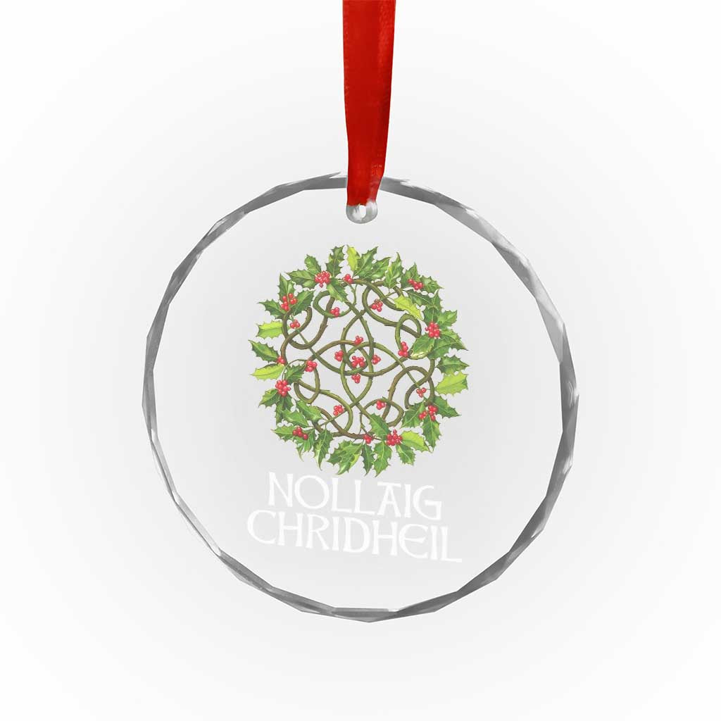 Scottish Merry Christmas Crystal Glass Ornament Nollaig Chridhel Celtic Xmas Mistletoe - Wonder Print Shop