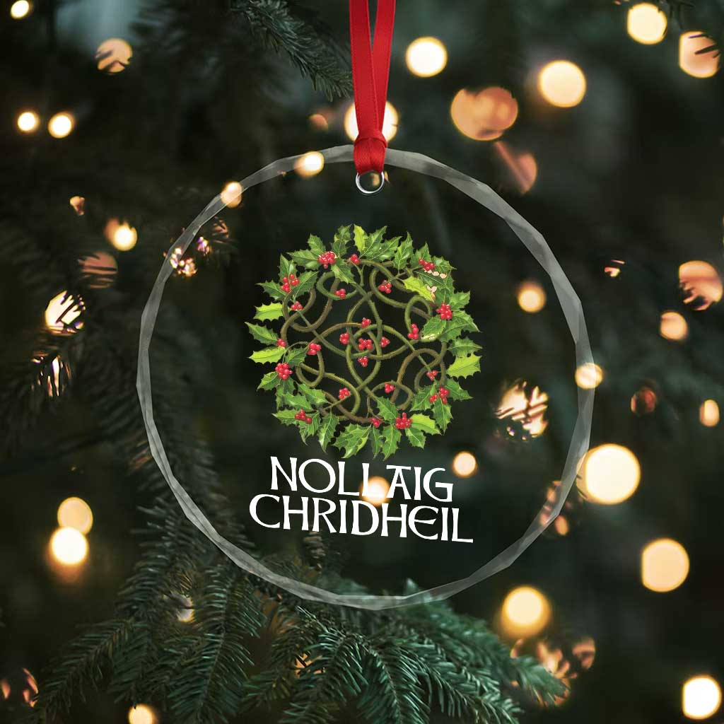 Scottish Merry Christmas Crystal Glass Ornament Nollaig Chridhel Celtic Xmas Mistletoe - Wonder Print Shop