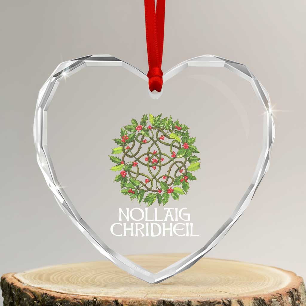 Scottish Merry Christmas Heart Crystal Glass Ornament Nollaig Chridhel Celtic Xmas Mistletoe - Wonder Print Shop