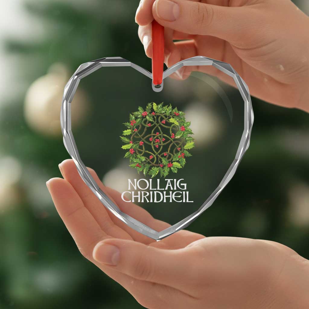 Scottish Merry Christmas Heart Crystal Glass Ornament Nollaig Chridhel Celtic Xmas Mistletoe - Wonder Print Shop