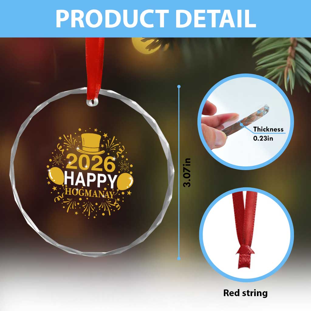 Scottish New Year 2026 Crystal Glass Ornament Happy Hogmanay NYE Party - Wonder Print Shop