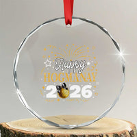 Scottish New Year 2026 Crystal Glass Ornament Happy Hogmanay NYE Party Faux Glitter Effect Printed - Wonder Print Shop