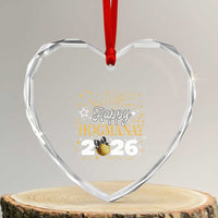 Scottish New Year 2026 Heart Crystal Glass Ornament Happy Hogmanay NYE Party Faux Glitter Effect Printed - Wonder Print Shop
