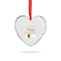 Scottish New Year 2026 Heart Crystal Glass Ornament Happy Hogmanay NYE Party Faux Glitter Effect Printed - Wonder Print Shop