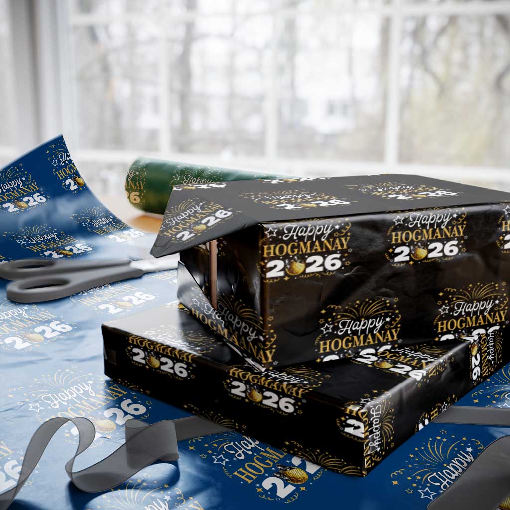 Scottish New Year 2026 Wrapping Paper Roll Happy Hogmanay NYE Party Faux Glitter Effect Printed - Wonder Print Shop