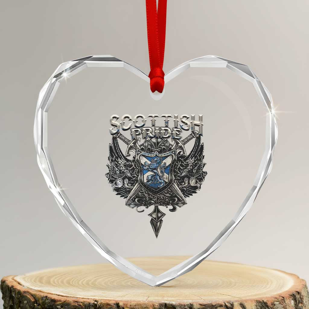 Scottish Pride Celtic Scotland Lion Rampant Heart Crystal Glass Ornament - Wonder Print Shop
