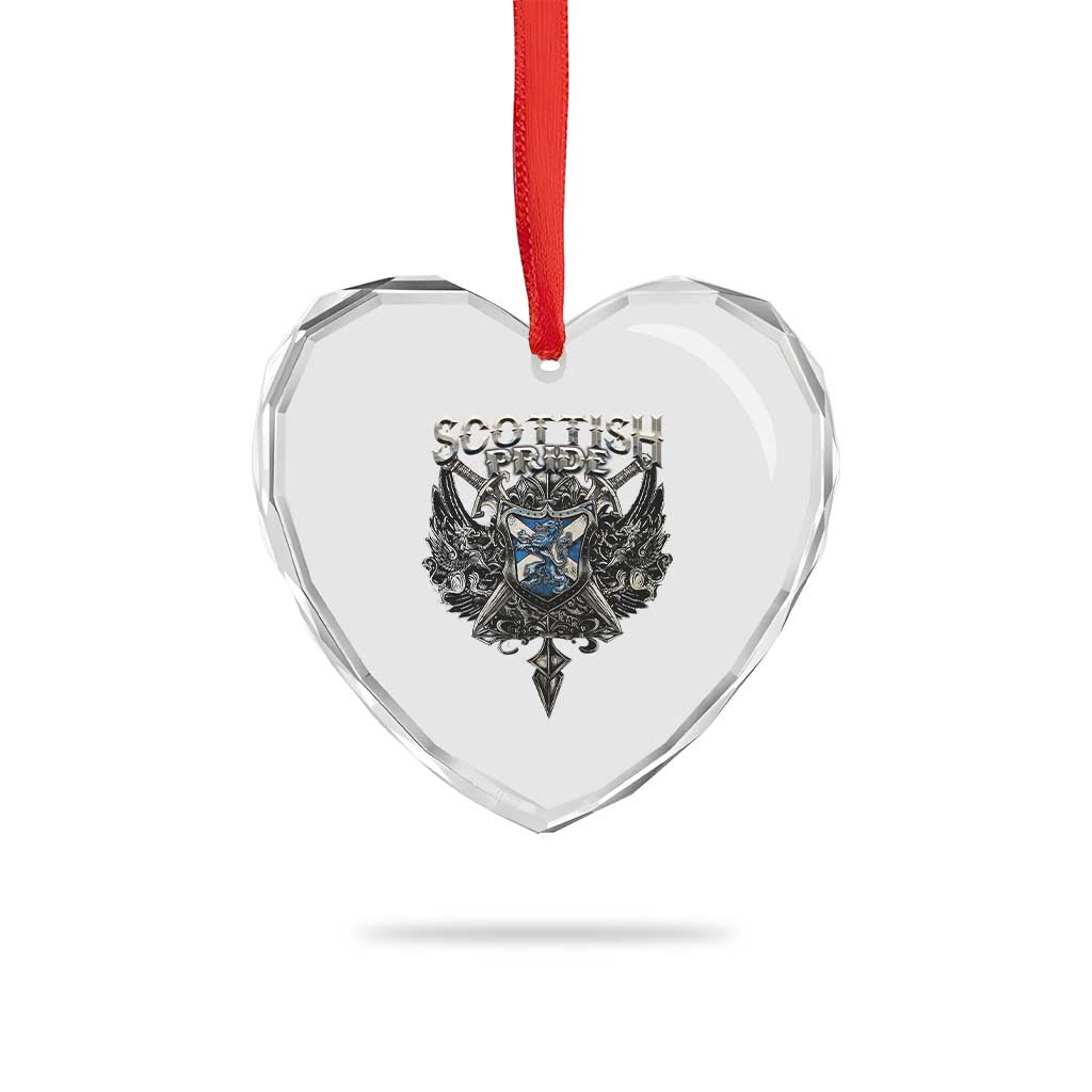 Scottish Pride Celtic Scotland Lion Rampant Heart Crystal Glass Ornament - Wonder Print Shop
