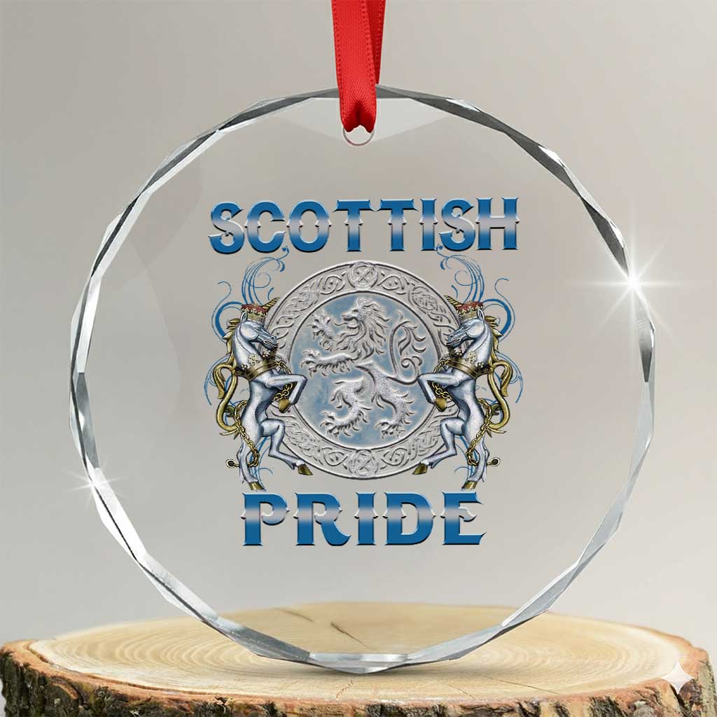 Scottish Pride Crystal Glass Ornament Lion Rampant Unicorns Scottish Flag - Wonder Print Shop