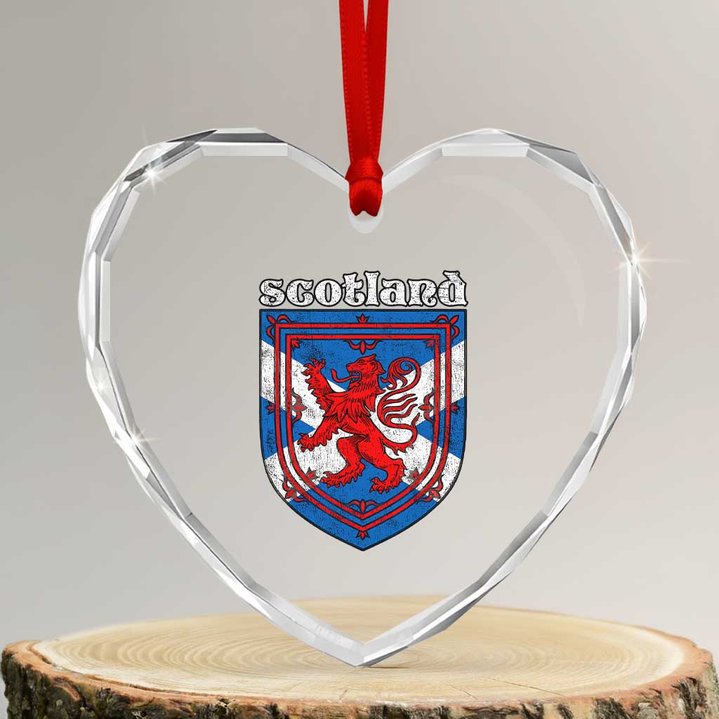Scottish Pride Heart Crystal Glass Ornament Scottish Rampant Lion Flag Scotland Coat of Arms - Wonder Print Shop