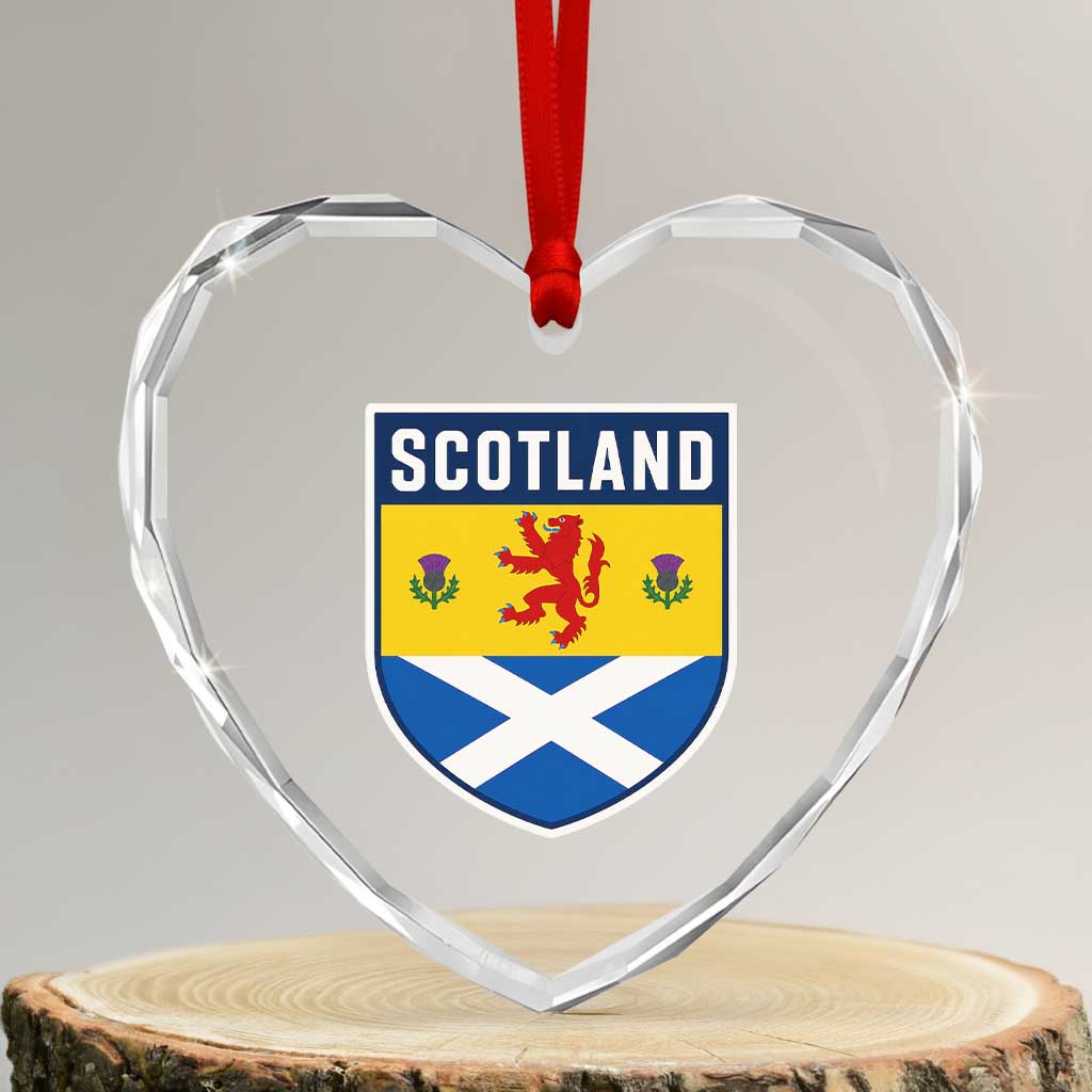 Scottish Rampant Lion Scotland Coat of Arms National Pride Heart Crystal Glass Ornament