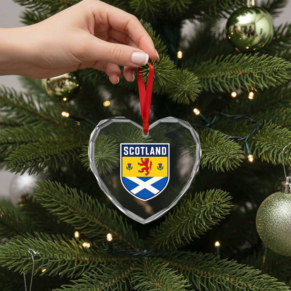 Scottish Rampant Lion Scotland Coat of Arms National Pride Heart Crystal Glass Ornament
