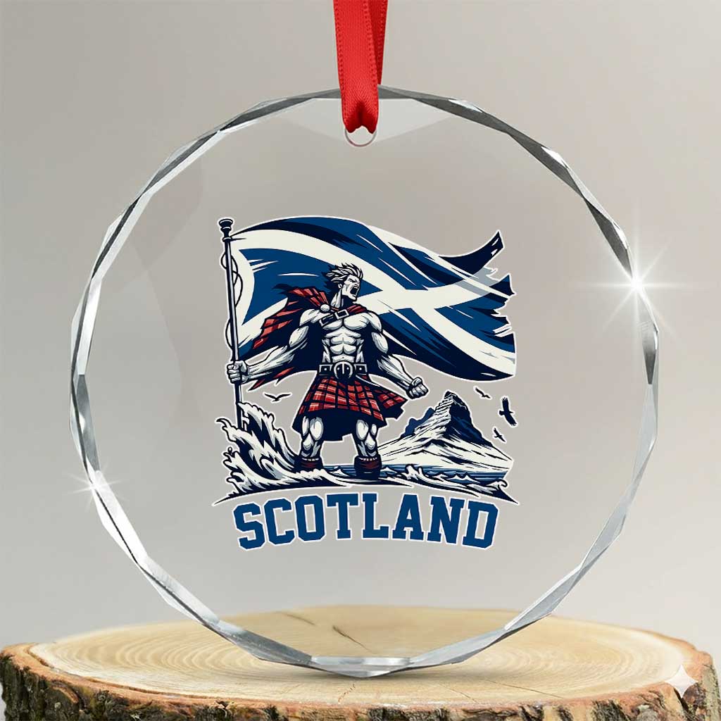 Scottish Warrior Crystal Glass Ornament Brave Highland Hero Scotland Flag - Wonder Print Shop